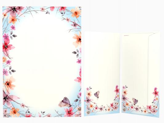 Stationery Spring with Butterflies and Flowers